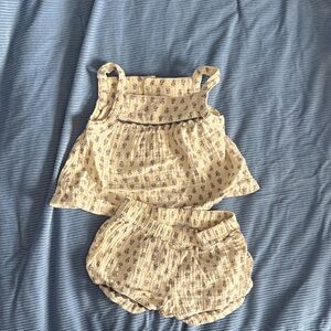 Carter's Cream Printed Girls Matching Tank Top & Shorts Set